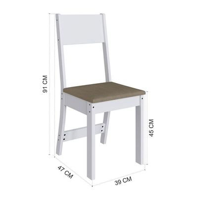 Conjunto Mesa Karla Paris Com 4 Cadeiras Branco Cacau - Indekes