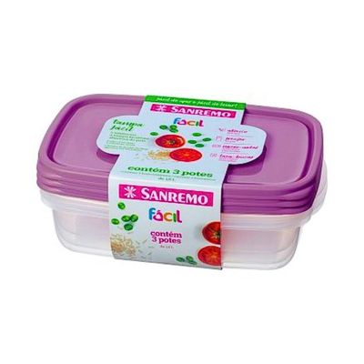 Conjunto 3 Potes Plástico Rosa Sanremo 1,8L