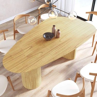 Mesa De Jantar Orgânica Breeze 2,40 X 1,20m 9 Lugares Lâmina Natural De Madeira Damasco