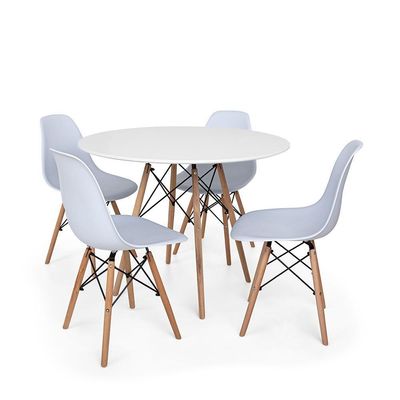Kit Mesa Eiffel 90cm Branca 4 Cadeiras Charles Eames Branca