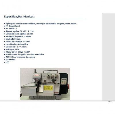 Overlock Direc Drive Silenciosa 220v + 5 Panos De Prato 220V