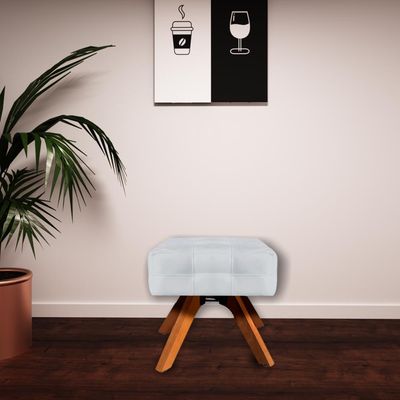 Puff Decorativo Base Giratória Karen Suede Cinza - Gran Belo