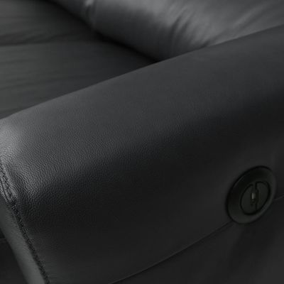 Sofá Sala de Cinema Elétrico Maldivas Reclinável Retrátil 4 Lugares 281cm Couro Preto G40 - Gran Belo
