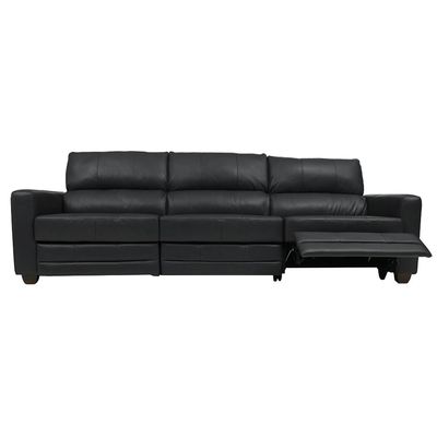 Sofá Sala de Cinema Elétrico Maldivas Reclinável Retrátil 4 Lugares 281cm Couro Preto G40 - Gran Belo