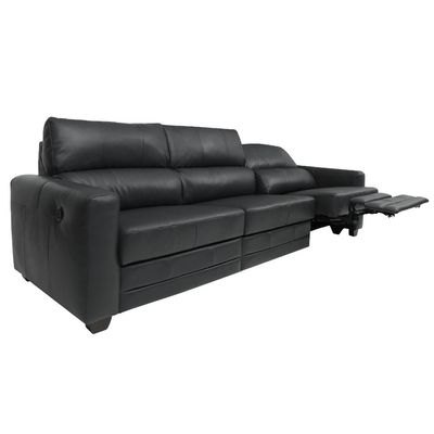 Sofá Sala de Cinema Elétrico Maldivas Reclinável Retrátil 4 Lugares 281cm Couro Preto G40 - Gran Belo