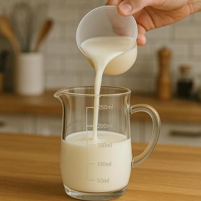 Kit 2 Jarras Medidoras 250ml Lyor Vidro Com Alça Bico Direcionador 12,5cm Receita Graduada
