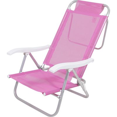 Cadeira de Praia Reclinável Sunny em Alumínio Rosa Bel Único
