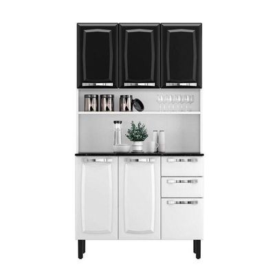 Kit Cozinha Compacta Em Aço Itatiaia Pratika 105cm Branco E Preto