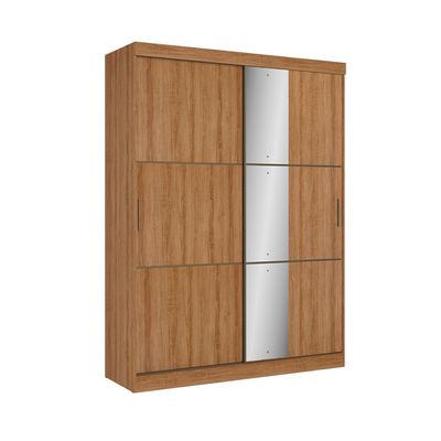 Guarda-Roupa / Roupeiro THB Comfort Slim Glass com 2 Portas e Espelho Almendra