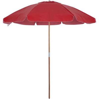 Guarda-Sol Guarapari em Bagum e Haste de Madeira 2,20m Vermelho Bel Único