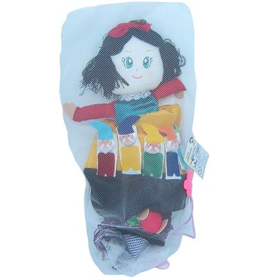 Boneca Dupla Face - Branca de Neve/Bruxa e os 7 Anões (Dedoches) Multicolorido 100% Artesanal