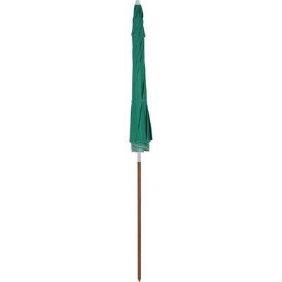 Guarda-Sol Caioba em Bagum e Haste de Madeira 2,40m Verde Bandeira Bel 2,40m