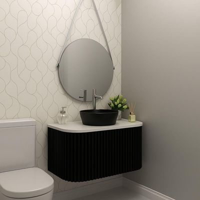 Gabinete Para Banheiro Suspenso Manchester 80cm Branco/preto