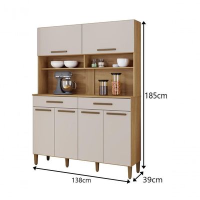 Kit Italia 6 Portas 2 Gavetas 6 Estantes Arte Moveis Cinamomo-off White