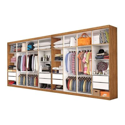 Closet Casal Duplo Rubi Premium 16 Portas C/espelho 8 Gaveta Cinamomo Branco