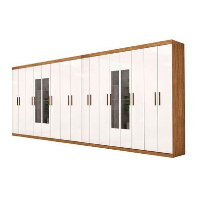 Closet Casal Duplo Rubi Premium 16 Portas C/espelho 8 Gaveta Cinamomo Branco
