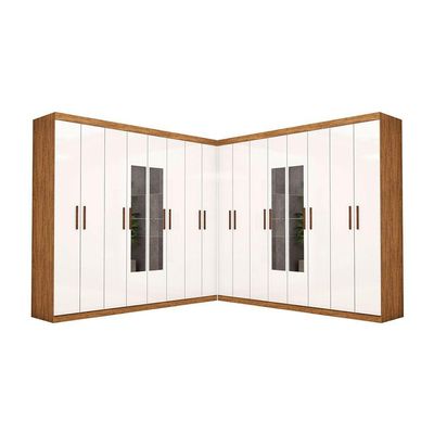 Closet Casal Duplo Rubi Premium 16 Portas C/espelho 8 Gaveta Cinamomo Branco