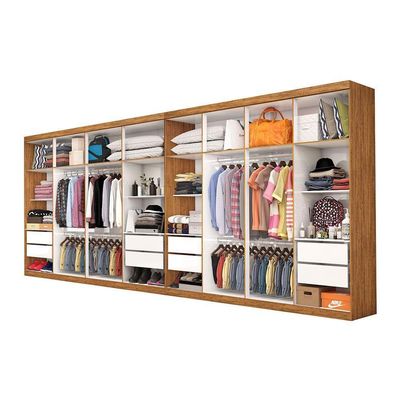 Closet Casal Duplo Rubi Premium 16 Portas 8 Gavetas Cinamomo