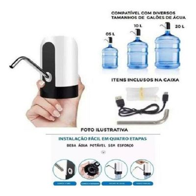 Bebedouro Bomba Eletrica Para Galao Garrafao De Agua 5 10 20 Litros Recarregavel Sem Fio Dispenser Automatico Suco Refri