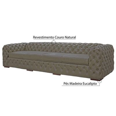 Sofá 4 Lugares Astúria 280cm Couro Fendi - Gran Belo