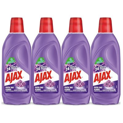 Kit 4 Limpador Ajax Festa Das Flores Lavanda 500ML