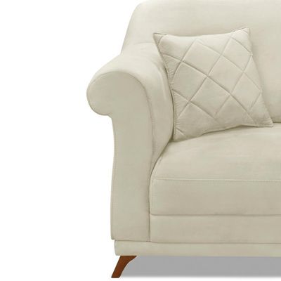 Poltrona Decorativa com 1 Almofada Armstrong Veludo Bege - Gran Belo