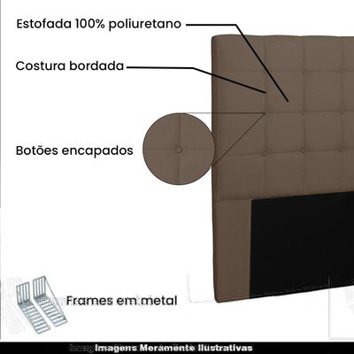 Cabeceira Decorativa Casal 1,40M Tropea Suede Caramelo - Gran Belo