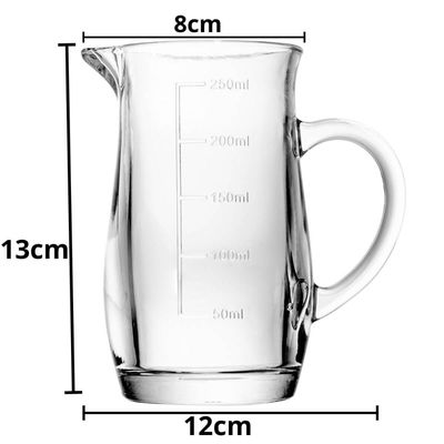 Jarra Medidora 250ml Lyor Vidro Com Alça Bico Direcionador Receita Cozinha Graduada