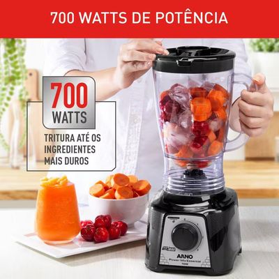 Liquidificador Power Mix Essential LQ19 700W Jarra 2,4L 3 Velocidades Preto Arno Preto / 110V