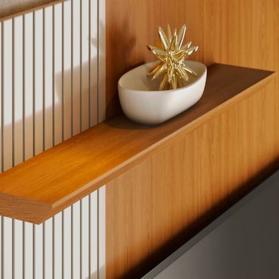 Painel Suspenso para TV Aurora 160cm Ripado Porta Deslizante Madetec Cinamomo/Off White