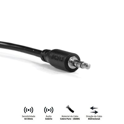 Cabo P2 Macho Para P2 Macho 28awg Puro Cobre 2 Metros - P35m-2