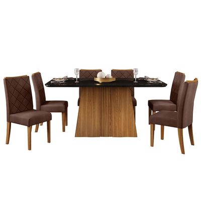 Mesa de Jantar Raquel Plus com 6 Cadeiras DJ Móveis Moca/Ginger