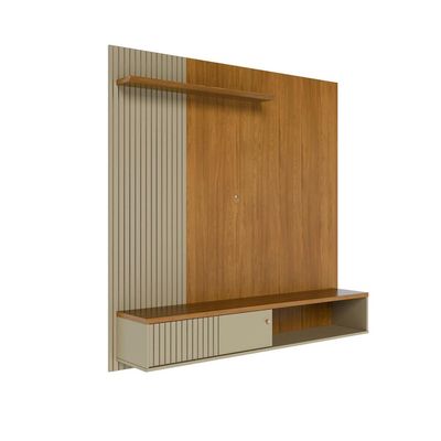 Painel Suspenso para TV Aurora 160cm Ripado Porta Deslizante Madetec Cumaru/Opala