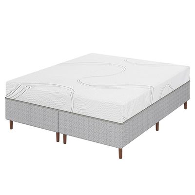 Colchão Viena Queen Size Bartira + Cama Box Queen Bipartida Loreto Umaflex Branco