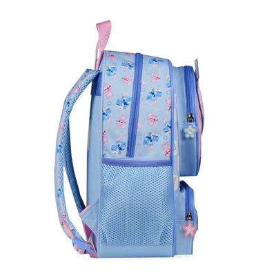 Kit Mochila Escolar e Lancheira Térmica Infantil Feminina Stitch Baby Azul Clara