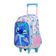 Kit Mochila de Rodinha, Lancheira Térmica  e Estojo Escolar Feminino Stitch Azul