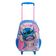Kit Mochila de Rodinha e Lancheira Térmica Infantil Feminina Stitch Azul