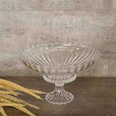 Centro de Mesa com Pé de Cristal Geneva Design Imponente Wolff Transparente