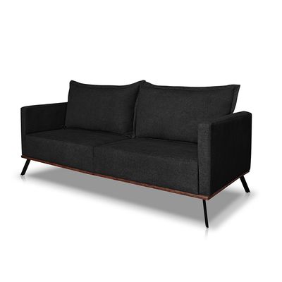 Sofá Living 2 Lugares com Pés de Ferro Almofadas Soltas 160cm Saiph Bouclê Preto G63 - Gran belo
