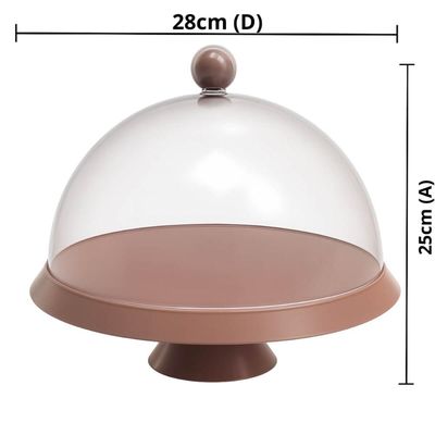 Kit 2 Porta Bolos com Cúpula e Pé 28cm Amêndoa Tortas Doces Boleira Bubble Crippa