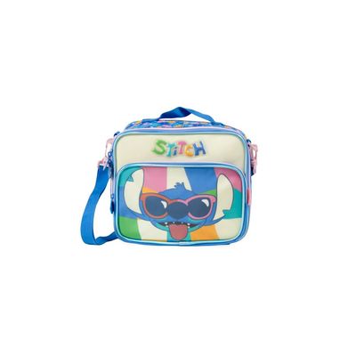 Kit Lancheira Térmica Feminina + Garrafa Térmica 350ml Stitch Azul