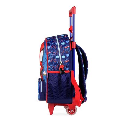 Kit Mochila de Rodinha e Lancheira Térmica Infantil Masculina Spidey Baby 3D Azul Escuro
