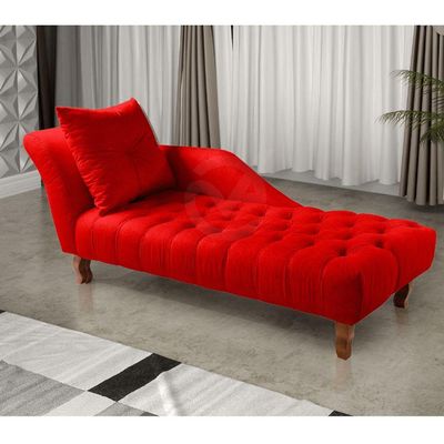 Divã Chesterfield Anna Recamier 160Cm Via Veludo Vermelho Lado Esquerdo