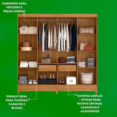 Guarda Roupa Marajo Grande Quarto Casal 8 Portas 2 Gavetas Freijo Com Off White