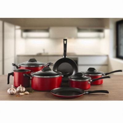 Conjunto de Panelas Brinox Garlic 7001/101 Vermelho 7 Peças Vermelho