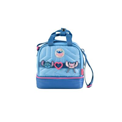 Kit Mochila Escolar + Lancheira Térmica + Estojo Feminino Stitch Star Azul