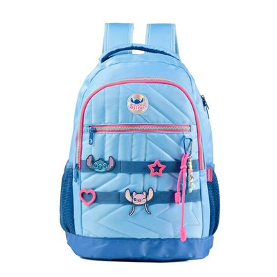 Kit Mochila Escolar + Lancheira Térmica + Estojo Feminino Stitch Star Azul