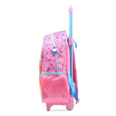 Kit Mochila de Rodinha e Lancheira Térmica Infantil Feminina Princesas Rosa