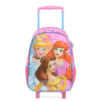 Kit Mochila de Rodinha e Lancheira Térmica Infantil Feminina Princesas Rosa