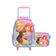 Kit Mochila de Rodinha e Lancheira Térmica Infantil Feminina Princesas Rosa